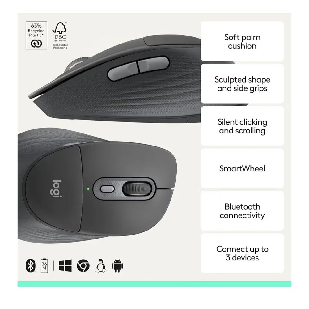 Logitech Signature M550 L Full Size Wireless Mouse Bluetooth - Graphite